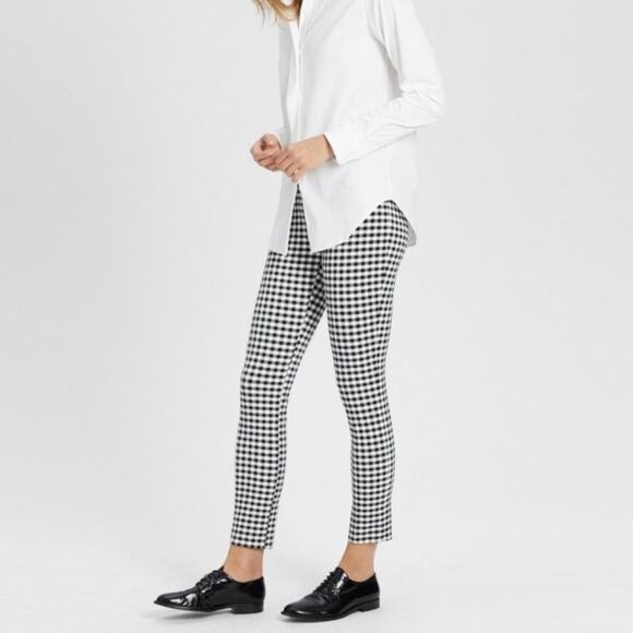 Theory Pants - Theory Classic Skinny Black and White Gingham Plaid Ankle Pants Size 0